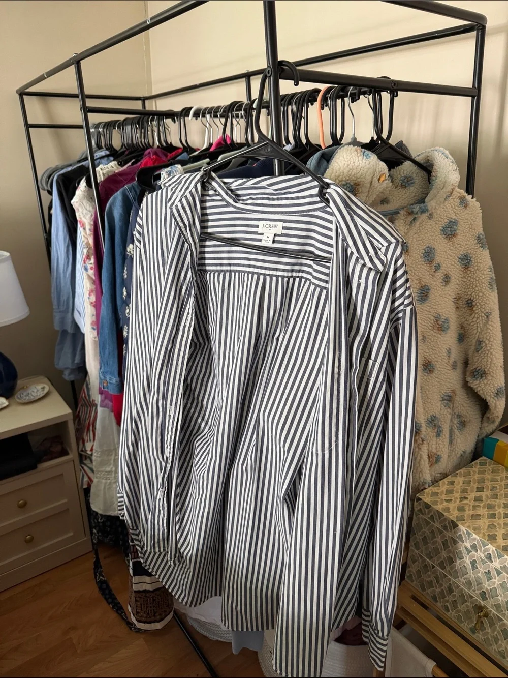 J. Crew Navy and White Striped Button-Up Shirt